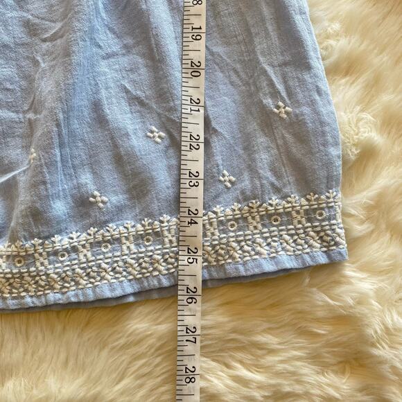 Miss Selfridge Blue Boho Embroidered Off-The-Shoulder Top 2 Bell Sleeves NWT - Picture 7 of 9